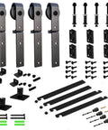 Heavy Duty Bi Folding Barn Door Hardware Sliding Track Kit For Four Doors 5.5 Feet Rail 66 Inches Fits Up To 16 Inch Panels