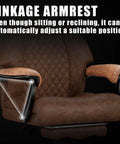 Big And Tall Office Chair With Quiet Wheels Heavy Duty Boss Style Office Chair Extra Wide Seat And Thick Cushions Built In Footrest 90 To 135 Degree Recline Linkage Armrests Brown showing armrests