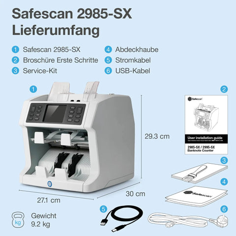 Heavy Hitter Multi Currency Money Counter Machine That Value Counts And Sorts Mixed Banknotes With 7 Point Security Counterfeit Money Detector Ripping Through 1200 Bills Per Minute with accessories.