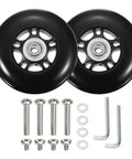 Luggage Wheel Replacement Kit 80mm by 24mm Rubber Swivel Casters Two Pack Quiet Bearings with Tools and Hardware
