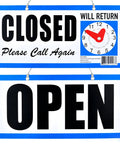 Double-Sided Closed Sign With Clock And Will Return Indicator, Adjustable Return Time, Built Tough Durable Hanging Door Sign For Shops Offices Restaurants And Small Biz