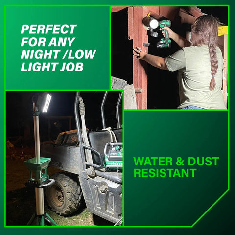 18V Cordless Tripod Work Light With 4000 Lumens Of Beast Bright LED Power 66 LEDs Across 3 Rotatable Panels Water And Dust Resistant
