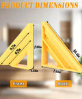 Pro Grade 45 Degree Tile Miter Tool With Precision Guide, showing front and back view with dimensions, durable ABS construction