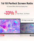 Portable 16 Inch Monitor With 1920x1200 FHD Display 100 Percent SRGB next to smaller 12 inch display comparison.