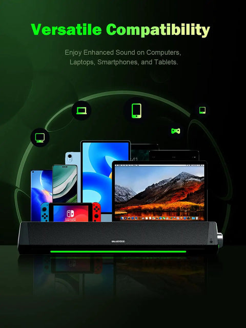 HiFi Computer Speakers For Desktop PC And Gaming Setup With Bluetooth 5.0 And 3.5mm Aux In USB C Powered Soundbar With Devices