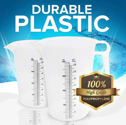 All In One Measuring Set With 4oz Graduated Cylinder And 8oz Measuring Pitcher In Heat And Chemical Resistant Polypropylene For Chemicals Oil Pool Lawn Care And Home Brew With Clear US Fluid Ounce And Milliliter Readings, white pitcher