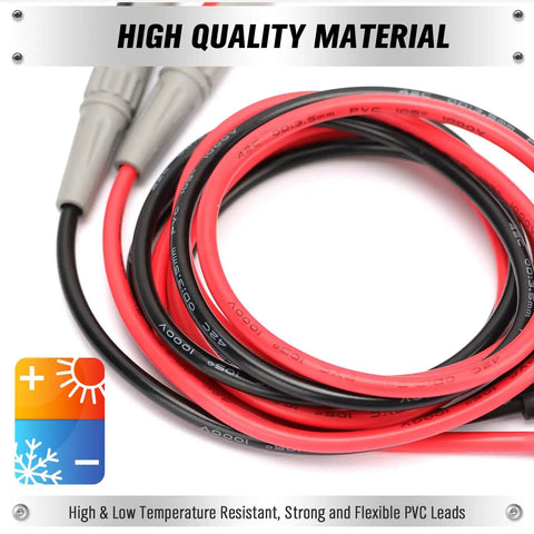 Two Piece Multimeter Test Probes Kit With Ultra Sharp Alloy Tips CAT III 1000V 20A Leads Voltmeter Test Leads For Electrical Testing Durable Double Insulated PVC Flexible And Accurate, red and black cables coiled