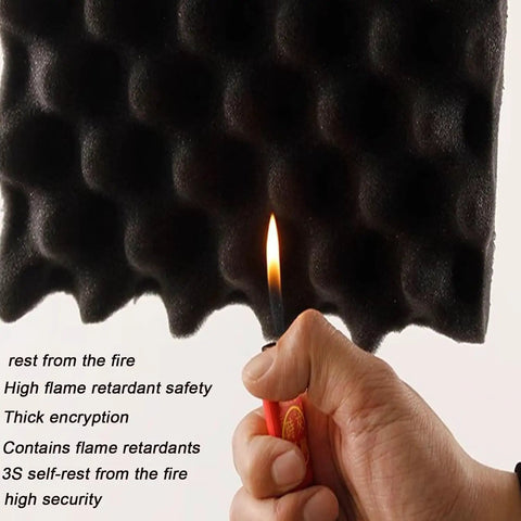 High Density Soundproofing Foam Panels Self Adhesive Egg Crate Acoustic Tiles For Home Studios And Chill Spaces with flame test.