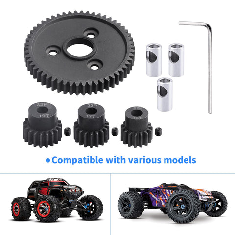 Beefed Up Metal Spur Gear Set 54T 32P With 15T 17T 19T Pinions And 3.175mm Coupler For Traxxas Slash 4X4 2WD VXL RC Cars