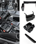 4 Piece Center Console Organizer Kit For Jeep Wrangler JL JLU 4Xe 2018 2026 And Gladiator JT 2020 2026 showing gear tray and storage boxes
