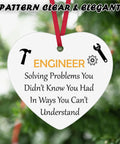 Heart-shaped ceramic ornament with "Engineer" text and tools, Dope Mechanical Engineer Ornament Gift For Engineers And Architects.