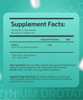 Supplement facts label for Lithium Orotate 5 Mg Brain Health Supplement For Focus And Clarity Mind Fuel With Bioavailable Trace Mineral