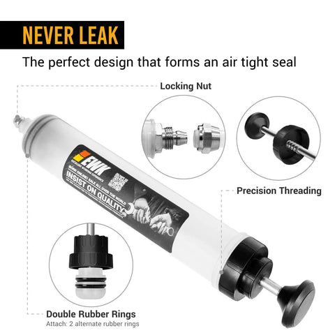 500cc Fluid Extractor Syringe With Hose Manual Oil Suction Pump for clean fluid swaps, featuring a precise locking nut and double rubber rings.