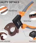 Pro Level Heavy Duty Ratchet Cable Cutter with ergonomic grips and spring steel blade for slicing up to 32mm wires.