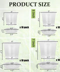 Clear Nursery Pots With Drainage Holes And Saucers, 40 Pack In 4, 5, 6, 7 Inch Sizes, Transparent Plastic Planter Dimensions Chart