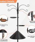 Squirrel Proof Bird Feeder Pole Kit, 92 Inch Height With 9 Prongs Base, 1 Inch Diameter Heavy Duty Stand, Adjustable Shepherds Hooks