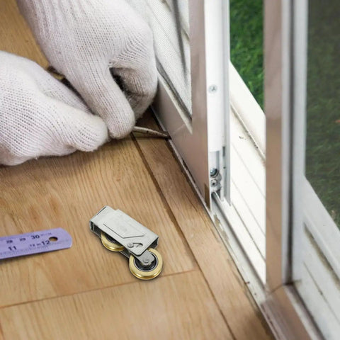 Installation of Heavy Duty Door Pulley And Sliding Roller Featuring Dual Copper Wheels Plus Precision Ball Bearings for door replacement