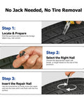 No Sweat Screw In Tire Plugs Repair Kit With Heavy Duty Vacuum Spiral Screws No Jack Needed Quick Roadside Patch Fix instructions image.