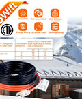 Self Regulating 120V Sewage Pipe Heating Cable For Buried Pipes And Wastewater Systems Sump Pumps Roof Deicing No Brainer Fluoropolymer Corrosion Proof Freeze Protection ETL UL Certified 75Ft JHSF1-CT with features and mountain view