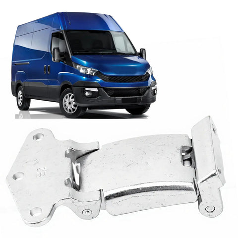 Heavy Duty Upper Rear Door Hinge Replacement Pair For Daily Trucks 2014 Plus, close-up of steel hinge for Nissan Daily van.