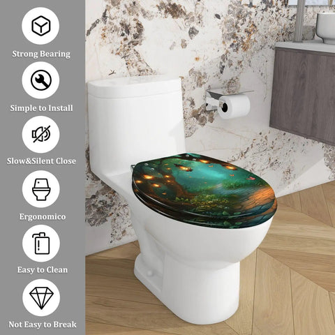Toilet Seat Elongated Resin for Bathroom, decorated design, easy to install, suitable for most elongated toilets.