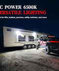 12V RV Exterior Porch Light Aluminum Low Current LED Scene Lighting With 800 Lumens illuminating RV and utility vehicle