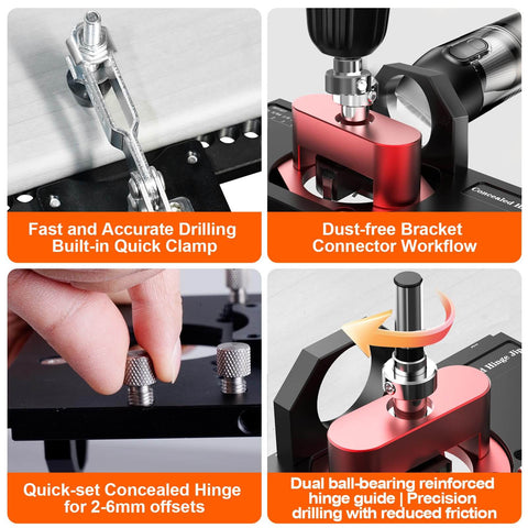 Concealed Hinge Jig With Quick Clamp And Dust Vacuum Adapter For 35mm Cabinet Doors Woodworking Hole Drilling Hardware Jigs