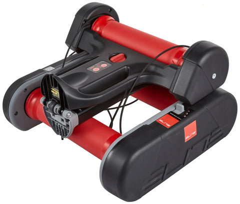 Floating Feel Bike Roller Trainer For Indoor Cycling, compact foldable design, magnetic resistance visible.
