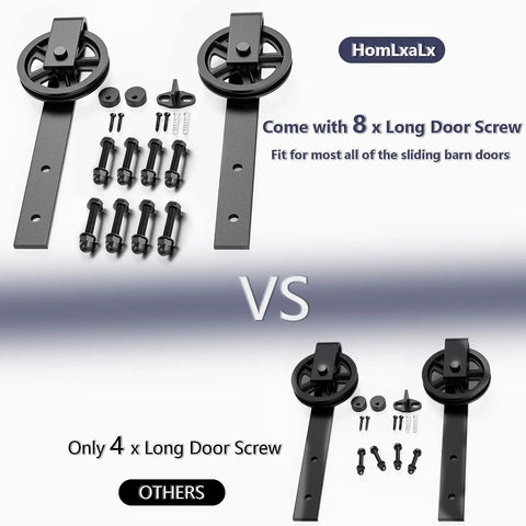 Heavy Duty Sliding Barn Door Hardware Rollers Black Two Pack Ultra Silent Pom Track Wheels with mounting screws and hangers
