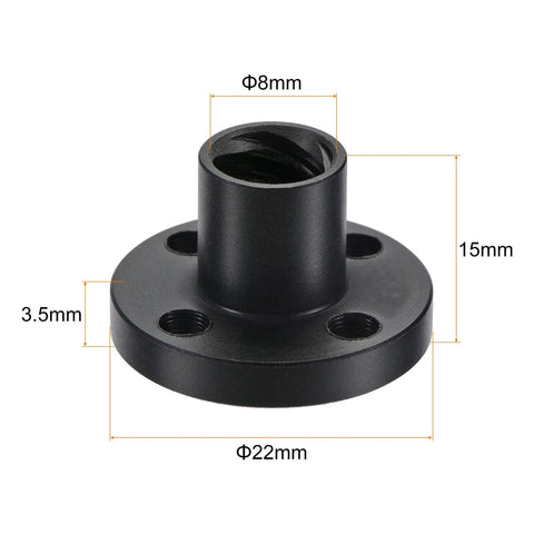T8 POM Trapezoidal Nut 2mm Pitch 8mm Lead For Most 3D Printers Black 4 Pack, close-up view