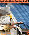 3-Station Sheet Metal Roller Bender for 0-90 Degree Bends in use on aluminum roof panel