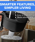 Person pouring water with Large 10 Cup Water Filter Pitcher With High Density Filter For Everyday Use In Black That Reduces Chlorine