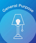 Illustration of lamp with "General Purpose" text, representing 4 Pack LED A19 Soft White Bulbs 2700K 760 Lumens Replaces 60W With Just 9.5W
