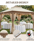 11x11 Pop Up Gazebo Instant Setup Outdoor Canopy Tent With Waterproof Fabric, No Tools Needed, Removable Mesh Netting, UV Protection