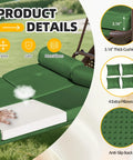 Close-up of 3 Seat Patio Swing With Canopy Convertible Outdoor Swing Bed With Thick Cushions And Pillows showing details