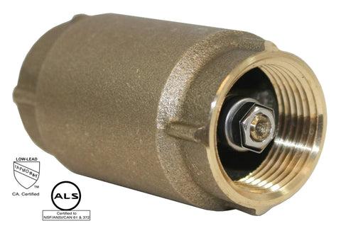 Brass 1-inch no-lead check valve, Merrill MFG CVNL100, 700 Series with threaded ends
