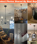 Six Light Black Modern Farmhouse Chandelier With Rustic Vintage Candle Iron Arms In Matte Black Finish in various rooms