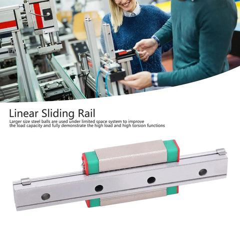 100mm Stainless Steel Linear Guide Rail For CNC And 3D Printers High Load Torsion Miniature Rail System with red and green accents