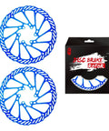 MTB Disc Brake Rotors Set 160mm 180mm 203mm 2 Pieces With 12 Screws Stainless Steel 2mm Thick 44mm Bolt Circle Blue Finish