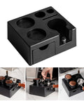 Slick Coffee Tamper Holder Portafilter Stand Tight Tamping Station Organizer For Home Baristas Built From Food Grade Abs, black storage.