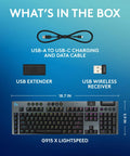 What's in the box for Full Size Wireless Gaming Keyboard Featuring Legit Clicky Switches And Seamless Tri Mode Pairing For PC Gamers.