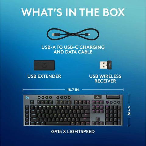 What's in the box for Full Size Wireless Gaming Keyboard Featuring Legit Clicky Switches And Seamless Tri Mode Pairing For PC Gamers.