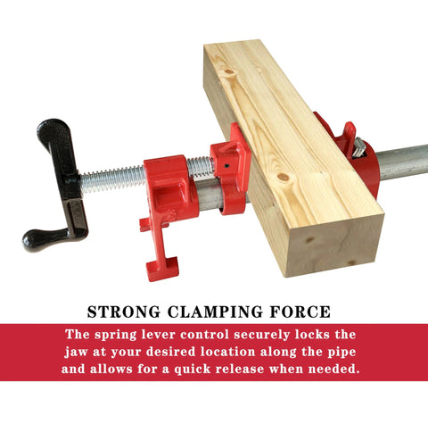 Versatile 4 Pack Three Quarter Inch H Style Pipe Clamp Set With Quick Release For Woodworking Carpentry Home Improvement