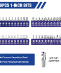 61 Piece Magnetic Screwdriver Bits And Nut Driver Set With Organizer Bag showing 40pcs 1-inch chrome vanadium bits.