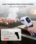 Infrared Temperature Gun For Meat And Auto Use With Adjustable Emissivity And High Low Alarms Digital Thermal Gun in use on grill