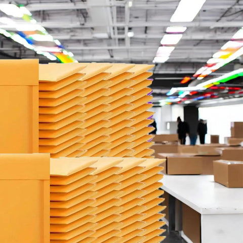 Stack of Bubble Mailers 8.5 By 12 Inches 200 Pack Self Sealing Padded Envelopes Durable Yellow Kraft Paper Mailers
