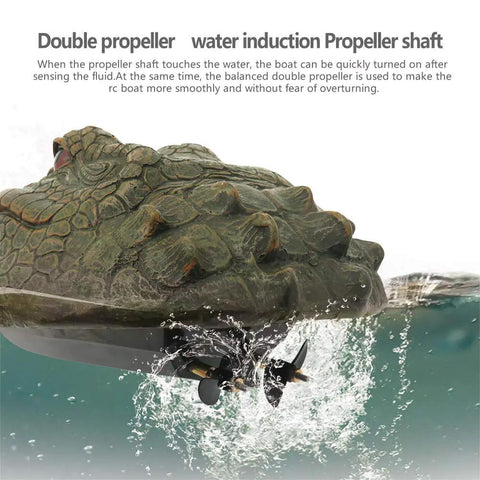 Flytec V002 RC Boat With Two Four G Remote Control Electric Racing Boat For Pools Realistic Crocodile Head Design with propeller
