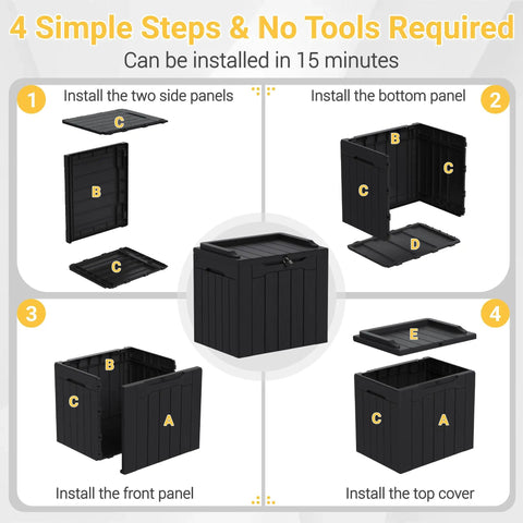 Assembly instructions for Outdoor 31 Gallon Storage Box With Lid For Patio Furniture Garden Tools Pool Supplies Waterproof UV Resistant Lockable Weatherproof Durable Resin Perfect Backyard Organizer To Keep Your Yard Clean And Clutter Free.