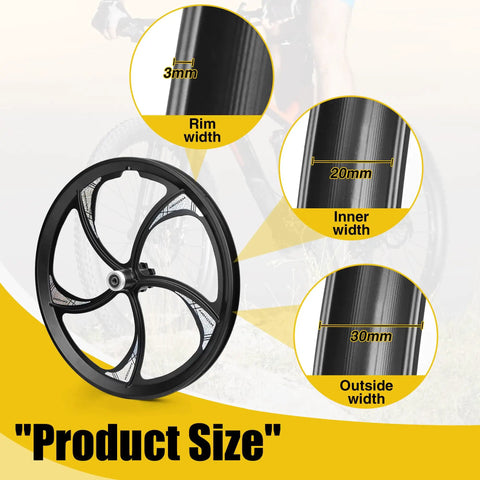 20 Inch Aluminum One Piece Bike Wheel With 5 Spoke Rim For Mountain Folding Kids And BMX Bikes Disc Brake And Freewheel Hub Compatible