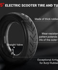 8.5 Inch By 2 Inch Scooter Tire And Inner Tube Set 50/75-6.1 with thick rubber, straight valve, and wear-resistant pattern